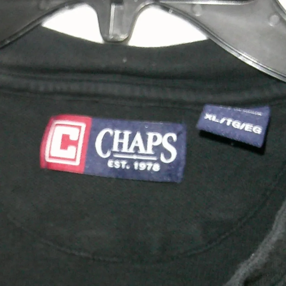 Chaps Black Quarter-Zip Pullover Sweater Classic Logo Casual Long Sleeve‎ XL/1XG